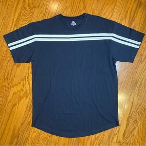 EUC Men’s 4XL, MJC Apparel Navy Blue Short Sleeve T-shirt with White Stripes
